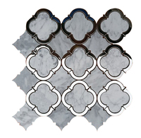 Carreau de mosaïque jet d'eau en marbre blanc 10mm d'épaisseur aiguisé mat caractéristique parquet intérieur hôtel salle de bain sol décoration murale cadre en métal