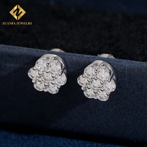Luxury Sparkling 925 Silver Moissanite Flower Magnetic Stud <b>Earrings</b> Non‑Pierced Clip‑on <b>Earrings</b> Women Fashion Jewelry VVS - Product Image 4