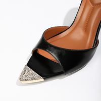 Chaussures à talons hauts pour femmes US6-11, à bout pointu et ornées de cristaux, style mules décontractées d'été, à enfiler, pour club, rehaussantes