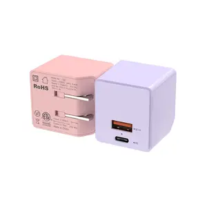 Pink purple colorful 30W Foldable US Plug FCC Mini PD+QC Wall Charger USB Type C USB ChargerFor Apple iPhone 13 14 Pro XS XR