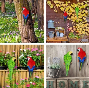Harz Papagei <span class=keywords><strong>Outdoor</strong></span> Bar Dekor, große realistische Papagei Statuen für lebensechte Vogel Skulpturen Garten Figur Tier Baum Wand - Product Image 5