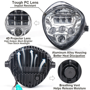 Faro Delantero Universal para Motocicleta OVOVS con DRL, Fondo Rojo/Ámbar, Faros LED de 7 Pulgadas para Harley Honda Yamaha <span class=keywords><strong>Cafe</strong></span> <span class=keywords><strong>Racer</strong></span> - Product Image 4