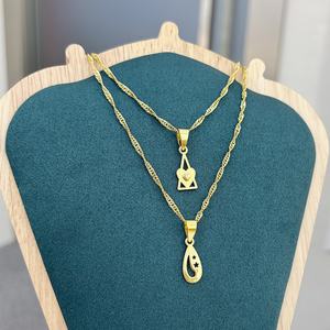 JXX Ensemble de bijoux 3 pièces en laiton plaqué or 24 carats de haute qualité, comprenant boucles d'oreilles pendantes et collier avec pendentif, style classique, vente en gros pour Kiribati - Product Image 2