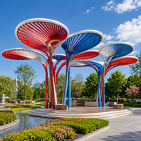 Pavillon artistique sculptural multicolore en forme d'arbre avec auvent à ailettes radiales