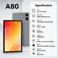 Tablet PC de 10.1 Pulgadas Wintouch 1280*800 IPS 12GB (4+8GB) RAM 64GB ROM 5G WiFi Android 16 para Juegos y Negocios