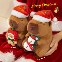Peluche Capybara de Noël brodée super douce et mignonne, personnalisable avec logo, jouet animal en coton PP, cadeau décoratif