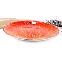 Assiette de service en verre rouge de luxe pour fruits, centre de table décoratif pour fêtes et banquets, vente en gros