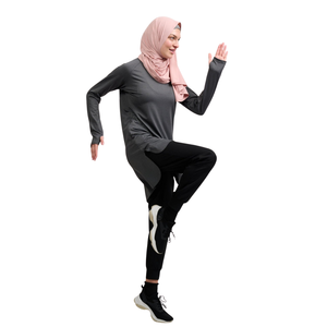Custom Eco-Friendly Plus Size Muslim Women's <b>Modest</b> Activewear <b>Set</b> Quick Dry Breathable Lightweight Polyester/Cotton Colorblock - Product Image 6