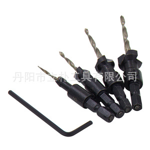 4 Pc Taper Countersunk Drill Bit Set For Steel Bright Uncoated Hexagonal Reamer Woodworking Hole Opener - Product Image 4