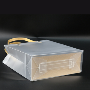 Tas Hadiah PP Transparan Es Frosting Daur Ulang Alas Persegi dengan Pegangan Selempang, Tas Tote Custom untuk Supermarket, Pernikahan, dan Souvenir Pesta - Product Image 2