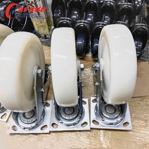Ruedas Industriales de Acero de 8 Pulgadas de Alta Resistencia, Ruedas Giratorias de Nylon, Estilos Rígidos, Rodamientos de Bolas, Freno de Bloqueo Total, OEM - Product Image 4