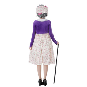 Costume de grand-mère amusant pour adultes pour Halloween, robe florale, tenue de fête cosplay pour <span class=keywords><strong>vieille</strong></span> <span class=keywords><strong>dame</strong></span> - Product Image 4