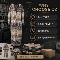 Cardigan long en tricot à rayures chevron pour femme, style décontracté, manches longues, ouvert sur le devant, pour l'automne et l'hiver