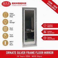 Miroir de maquillage Fullkenlight élégant avec bordure en cristal scintillant, miroir LED pleine longueur, miroir de corps entier moderne et luxueux pour salle de maquillage