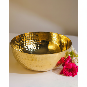 ชามทองเหลืองสำหรับเสิร์ฟพร้อมทองโบราณที่สมบูรณ์แบบสำหรับการตกแต่งบ้านแบบพรีเมียมและเสิร์ฟอาหารแบบดั้งเดิมพร้อมเสน่ห์ทางศิลปะ - Product Image 1
