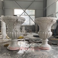 Vase à fleurs en marbre naturel classique, sculpté à la main, personnalisé, écologique, pour la décoration de la cour, de la villa et de la voie d'accès