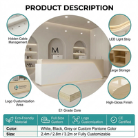 Bureau de réception moderne en MDF avec éclairage LED pour salon de beauté, salon de manucure, hôtel, immeuble de bureaux, établissement de formation
