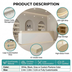 Mostrador de Recepción Moderno de MDF con Luz LED para Salón de Belleza, Salón de Uñas, Hotel, Edificio de Oficinas, Institución de Capacitación - Product Image 2