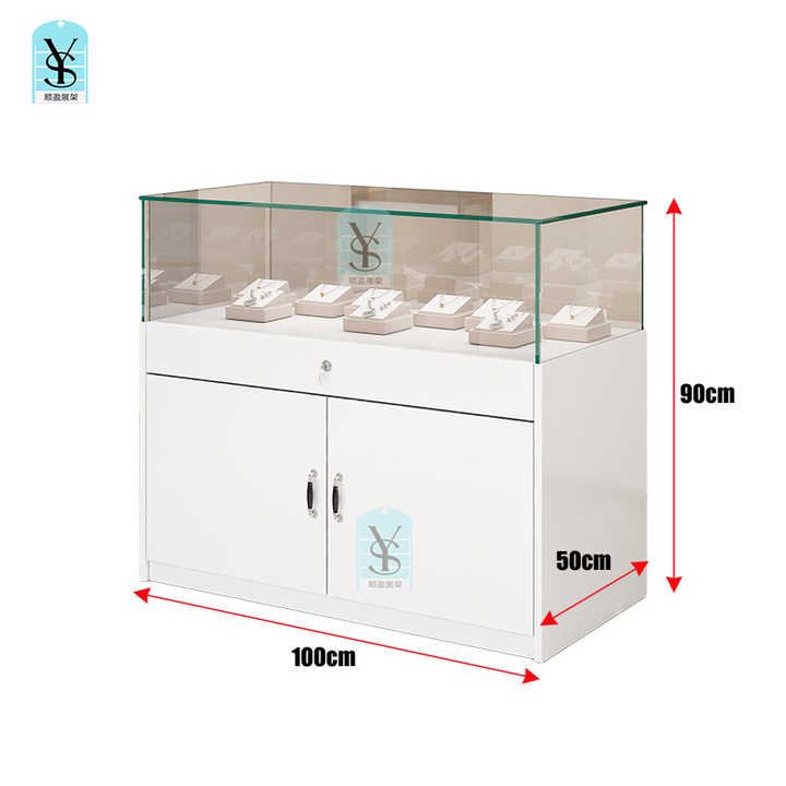 Modern Luxury Jewelry Counter Display Case Metal MDF Customizable Glass Cabinet for Museum Artifact Exhibition Mall Stand Store