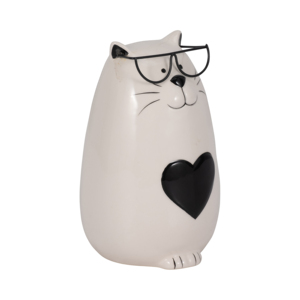 Statuetta di Gatto in Ceramica con Occhiali e Design a Cuore per Decorazione Casa, Bagno, Ufficio, Scaffale - Product Image 2