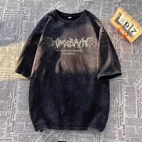 T-shirt décontracté rétro pour homme en coton à manches courtes, imprimé floral, style américain, marque de mode urbaine, effet vieilli, pour l'été