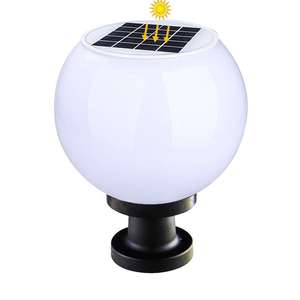 IP65 Waterproof Security LED Solar Globe Lamp Alumínio Stainless Steel Gate Post para Outdoor Garden Plastic LED Pillar Lights - Product Image 1