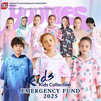 Serviette de plage à capuche pour enfants, poncho en microfibre, imprimé licorne, séchage rapide, fermeture à pression, OEM personnalisé, vente en gros