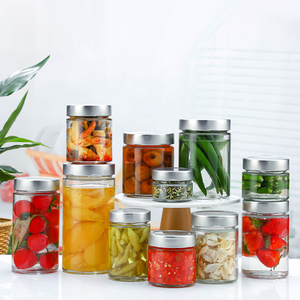 Tùy chỉnh thủy tinh trong suốt mật ong lọ cho hộp đựng thức ăn, mứt lọ thủy tinh với nắp kim loại - Product Image 1