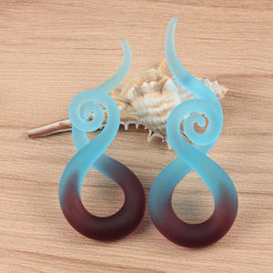 أقراط زجاجية يدوية الصنع على شكل قطرة دمعة من إيفورت، موسعات وأوزان وحلقات للثقب، مجوهرات للجسم - Product Image 6