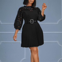 Robe de soirée en dentelle africaine élégante pour femmes, grande taille, décontractée avec ceinture