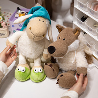 Boneka Serigala Kreatif Berpakaian Domba Topi Tidur Mie Mie Boneka Domba Plushie Serigala Boneka Hewan Lembut