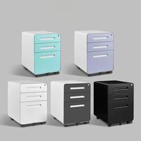 Armoire de classement mobile en acier à 3 tiroirs verrouillables avec roulettes