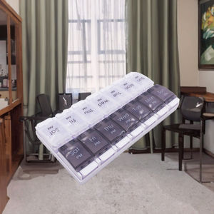 Organizador de pastillas de plástico <span class=keywords><strong>AM</strong></span> <span class=keywords><strong>PM</strong></span> de 7 días, caja de pastillas semanal con botón pulsador de fácil apertura para 2 veces, dos días, caja de almacenamiento grande - Product Image 2