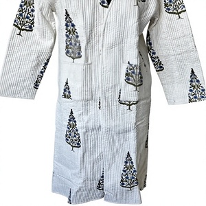 Floral Quilted Botanical Print Bohemian Casual Dresses Open-Front <b>Floor</b>-<b>Length</b> <b>Coat</b> with Batwing Sleeves - Product Image 3