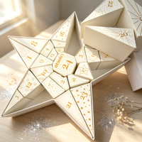 Boîte de calendrier de l'avent en forme d'étoile irrégulière haut de gamme, écologique, personnalisée OEM, avec 24 compartiments, boîte cadeau de soins de la peau pour les fêtes de l'avent