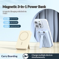 Batterie externe magnétique portable 10 000 mAh avec charge sans fil 22,5 W et 15 W, câble extensible et charge rapide pour téléphone