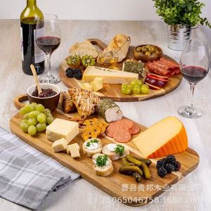 Planche à découper ronde en bois d'acacia 30 cm avec poignée pour cuisine, restaurant, fête - Product Image 1