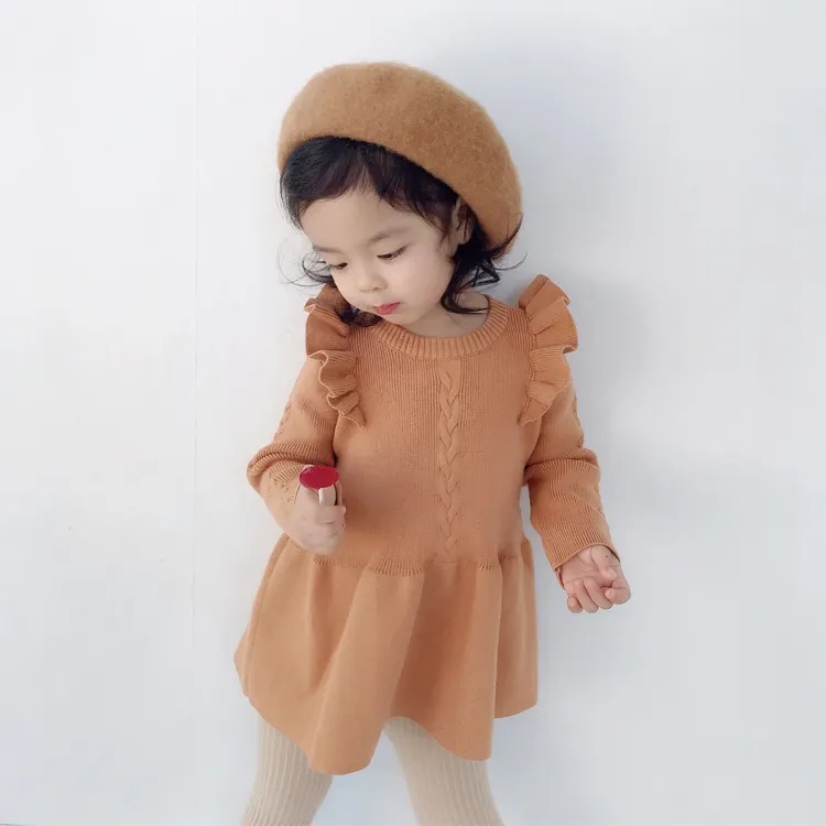 Robe d'hiver pour petites filles, tricoté quantité minimale de commande logo