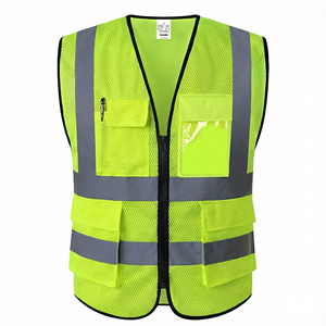 ANSI/ISEA 107-2020 High-Visibility Mesh Safety Vest: Reflective Strips & Multiple Pockets for Construction & Traffic Work