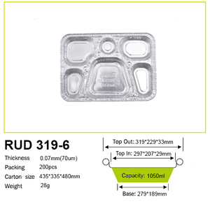 6칸 알루미늄 호일 용기 음식 파이 베이킹 가정용 주방 야외용 일회용 친환경 KMD 직사각형 CE ISO9001 인증 - Product Image 3