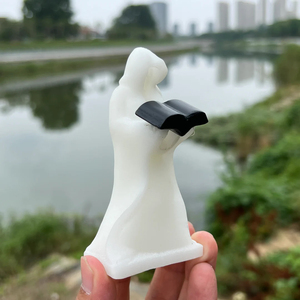 Figurine de Prêtresse en Obsidienne et Cristal, Sculptée en Jade Blanc de Haute Qualité, <span class=keywords><strong>Connexion</strong></span> <span class=keywords><strong>Spirituelle</strong></span>, Personnalisable, Vente en Gros - Product Image 4