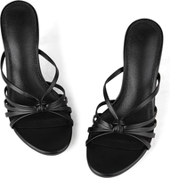 Sandales à talons ouvertes à bout rond pour femmes, design à lanières, talons aiguilles pour femmes, à porter au bureau