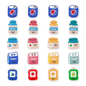 옷에 대 한 핫 세일 만화 수 놓은 패치 주스에 대 한 여러 디자이너 선택 우유 모자에 로고 장식 음료 - Product Image 6