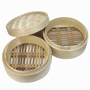 Cuiseur vapeur haut de gamme en bambou bio, à deux niveaux, avec couvercle en bambou, résistant à la rouille - Product Image 5