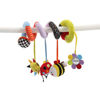 Jouets en peluche pour bébé, ensemble de hochets musicaux à tirer, en velboa noir, pour poussette, siège de sol, lapin, lit de bébé, spirale