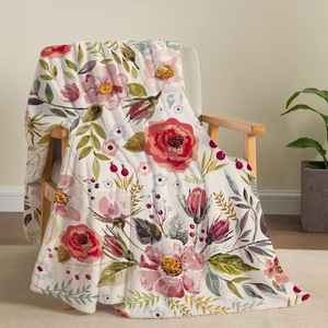 Couverture en flanelle à imprimé floral personnalisé, couverture de repos, couverture légère résistante à la décoloration pour lit, canapé, vente en gros - Product Image 1