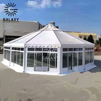 Chapiteau transparent pour événements de 300 personnes auvent de luxe toit transparent grande tente de mariage blanche avec climatiseur pour 200 personnes