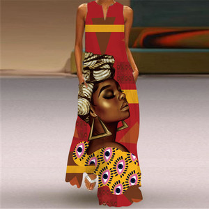 <span class=keywords><strong>Ropa</strong></span> Étnica <span class=keywords><strong>de</strong></span> Verano al por Mayor, Falda Larga para Mujer, Vestido Africano Holgado, Vestido Estampado para Mujer, Talla Grande - Product Image 5