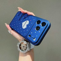 Coque de téléphone en acrylique de luxe avec grand motif cœur laser et pois, pour iPhone 17 16 15 14 Pro Max, mignonne, féminine, anti-chute, vente en gros