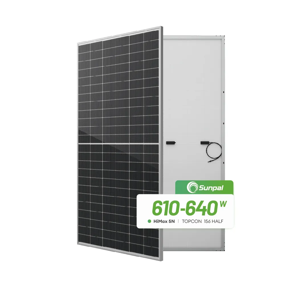 خط إنتاج كامل لوحة الطاقة الشمسية من Sunpal مجموعة ألواح طاقة شمسية كاملة للمنزل من Topcon بقدرة 600 وات 610 وات